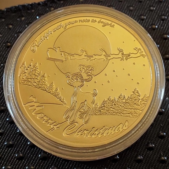 Santa Claus Wishing Gold Coin Father Christmas Present Happy Card Sleigh Old USA - Picture 2 of 4